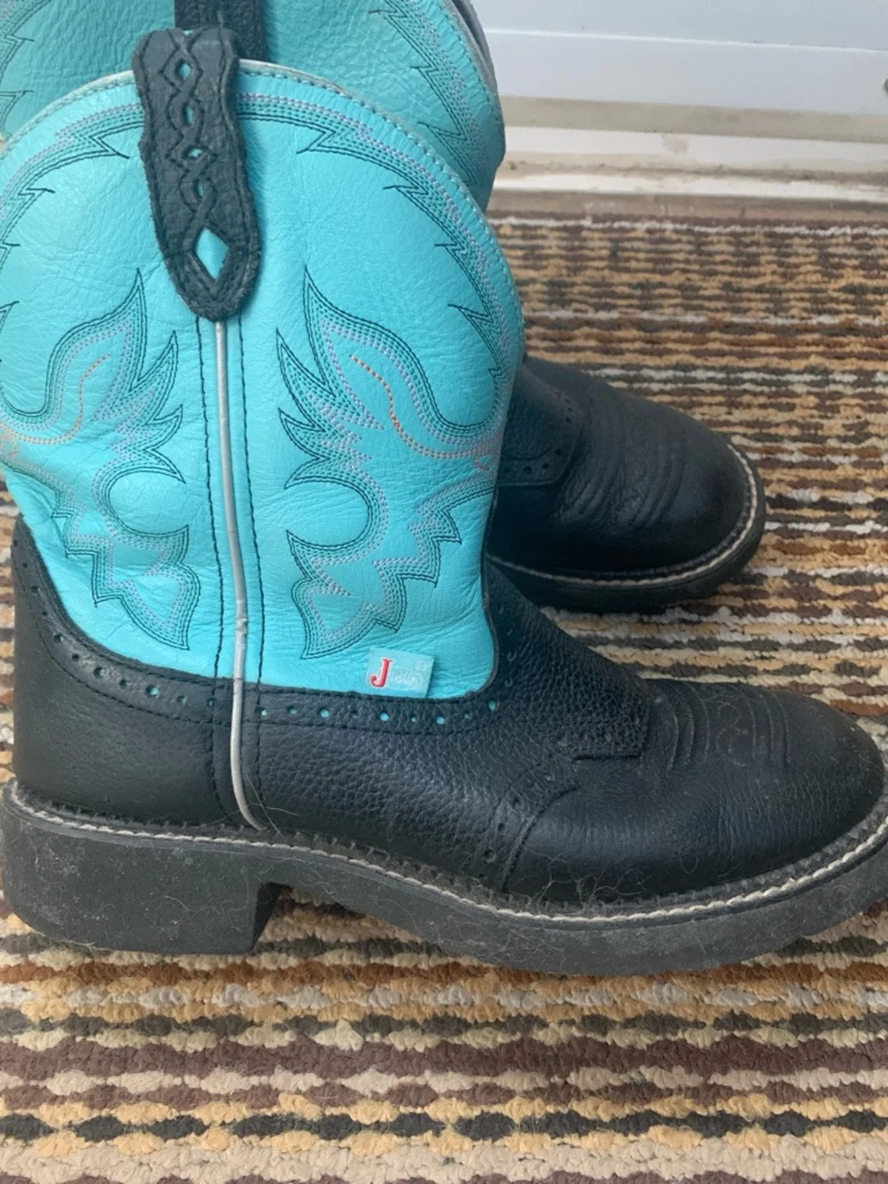 Justin Gypsy Boots Teal Shaft with Black Foot - Picture 2 of 13